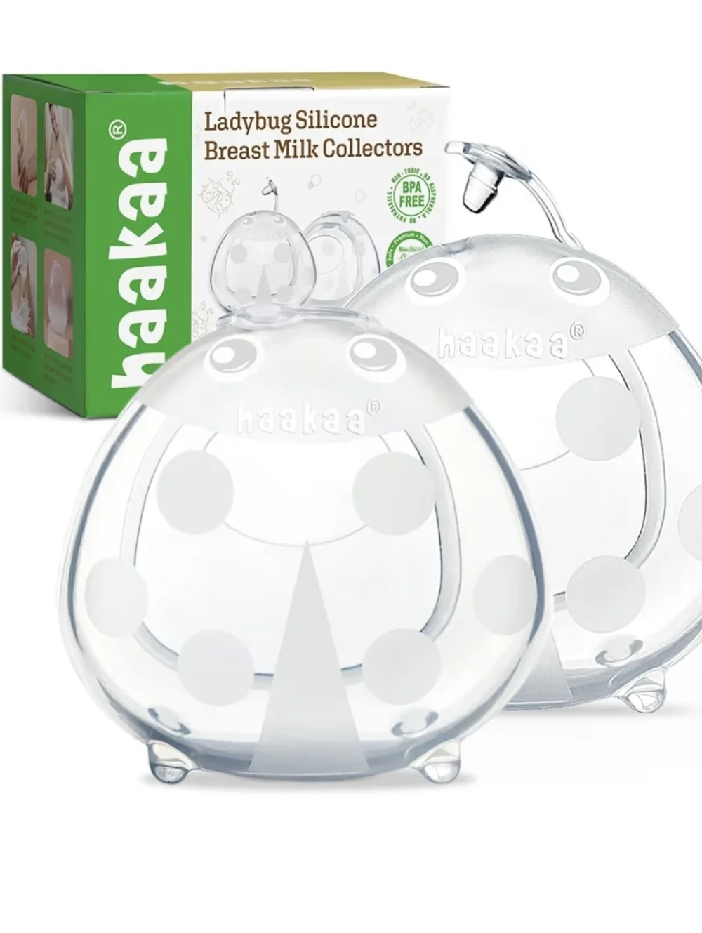 Haakaa Clear Ladybug Silicone Breast Milk Collectors - 2 Pack - Picture 1 of 4